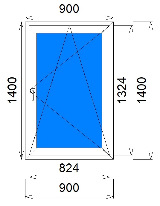 Одностворчатое окно 900×1400 мм, REHAU Diamant: поворотно-откидная створка